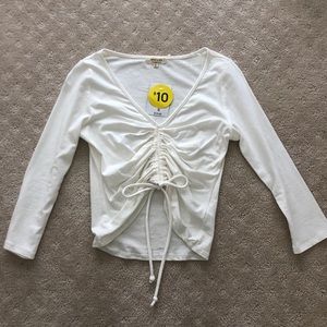 Forever 21 White Knit Scrunch Top